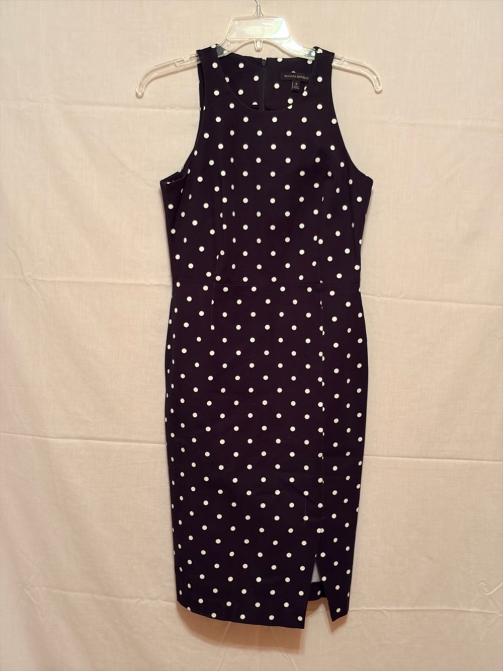 Banana Republic Black & White Polka Dot Midi Sheath Dress
